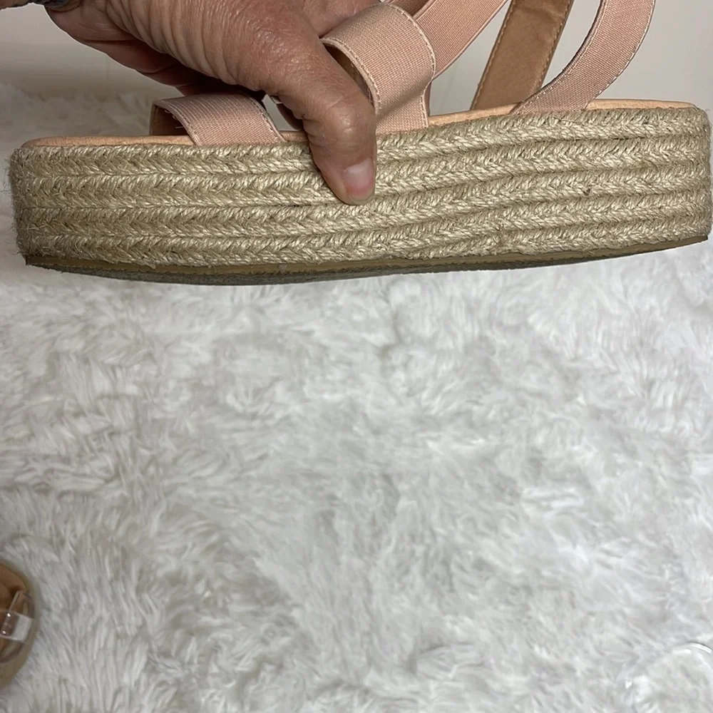 Lulus Wedged Sandals Sz 8.5 Pale Pink with braided Wedge